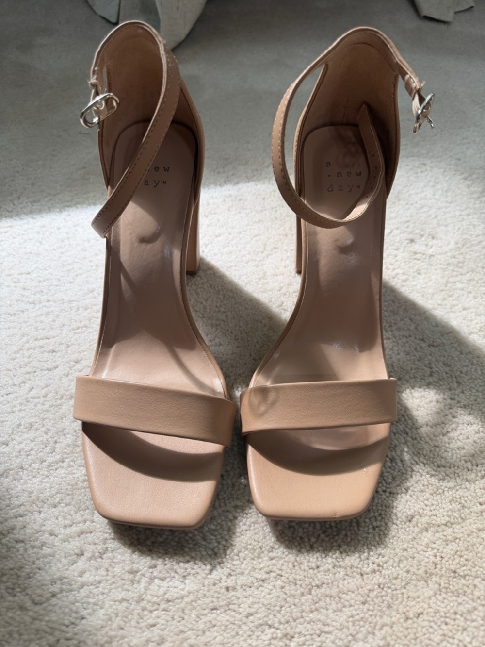 a new day Blush Tan Ankle-Strap Block Heel Sandals